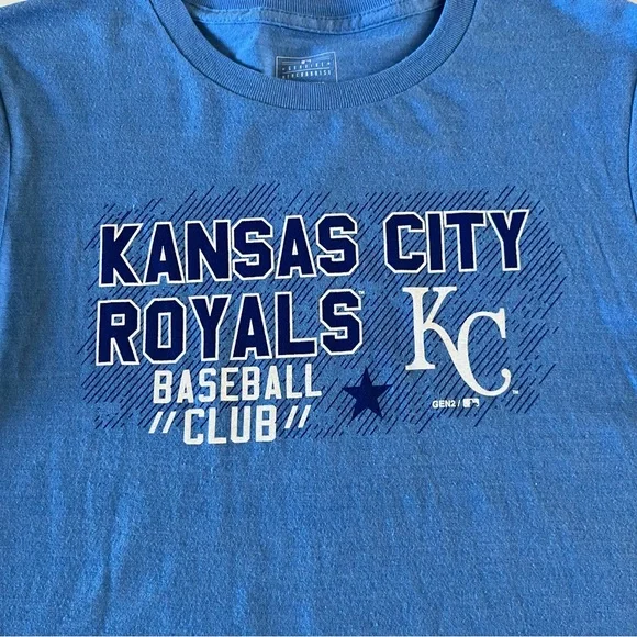 New Genuine Merchandise Large 14/16 Kansas City Royals Baseball Blue Shirt Top - Picture 2 of 3